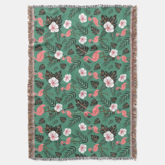 Couverture Flamant rose rose motif transparent sur arrière -  (devant Vertical)
