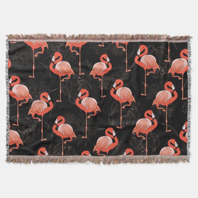 Couverture Flamants roses Oiseaux : Textile Vintage (Devant)