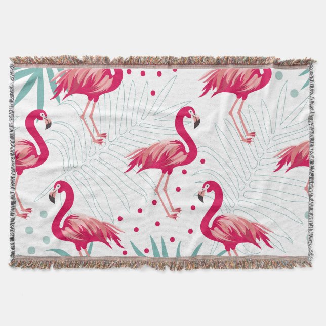 Couverture Flamingo tropical et feuille, motif d'été. (Devant)