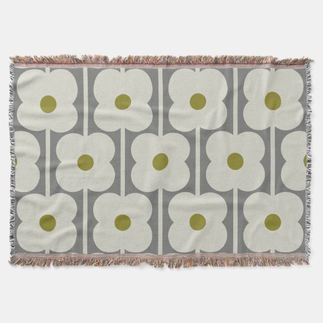 Couverture Fleur Abacus et petite tige motif blanc & gris (Devant)