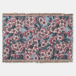 Couverture Fleur de cerisier rose et bleu