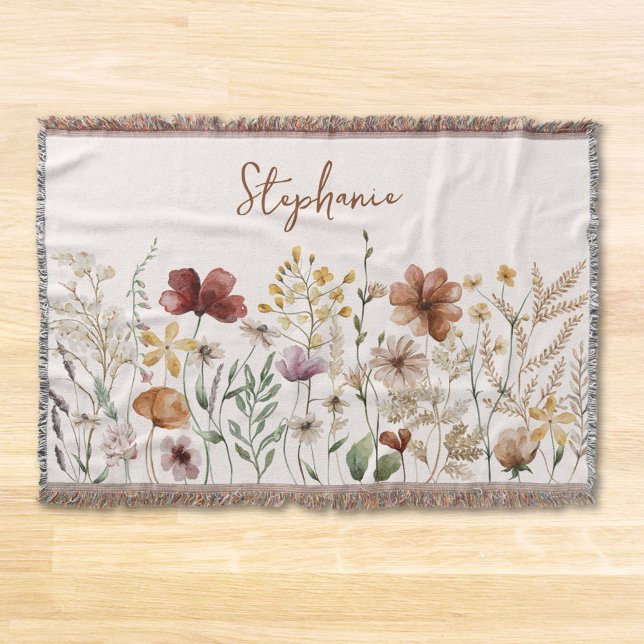 Couverture Fleur de fleur sauvage aquarelle monogrammée jolie (Créateur téléchargé)