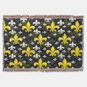 Couverture Fleur De Lis Blanc Jaune