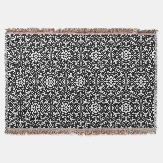 Couverture Fleur de lis noir&blanc motif floral vertical (Devant)