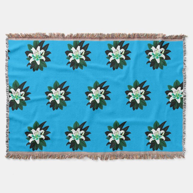 Couverture Fleur de lys blanche avec feuilles vert foncé (Devant)