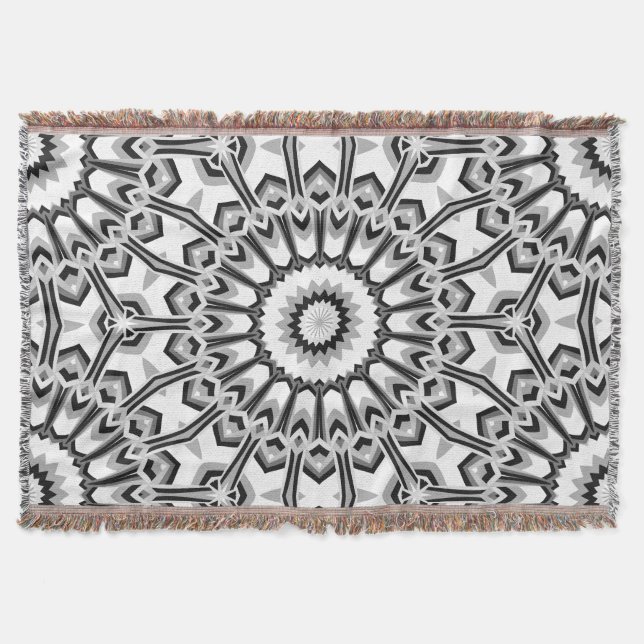 Couverture Fleur de mandala géométrique monochrome (Devant)