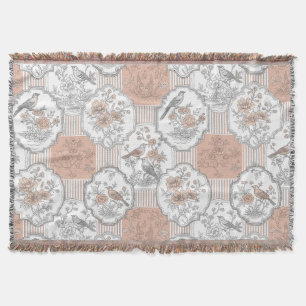 Couverture Fleur de oiseau vintage Toile rayée (3)