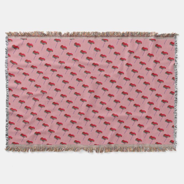 Couverture Fleur de pavot rouge et bleu rose (Devant)