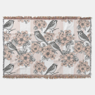 Couverture Fleur de toile rayée oiseau vintage (1)
