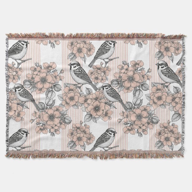 Couverture Fleur de toile rayée oiseau vintage (1) (Devant)