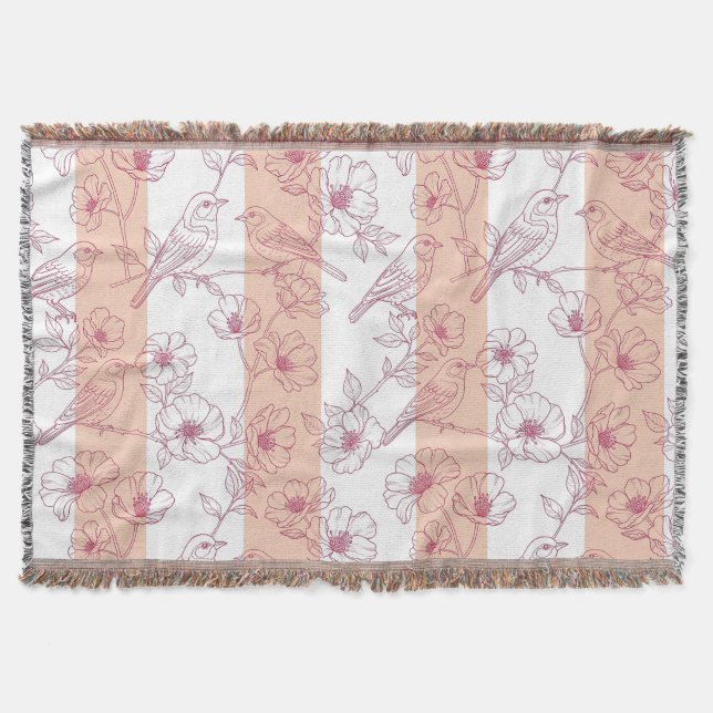 Couverture Fleur de toile rayée oiseau vintage (8) (Devant)