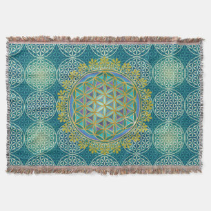Couverture Fleur de vie - motif de timbre - cyan