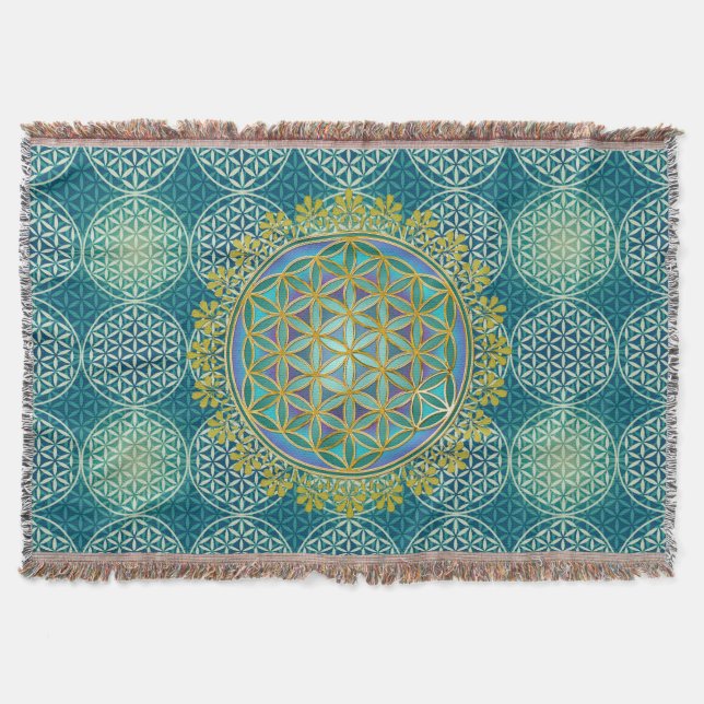 Couverture Fleur de vie - motif de timbre - cyan (Devant)
