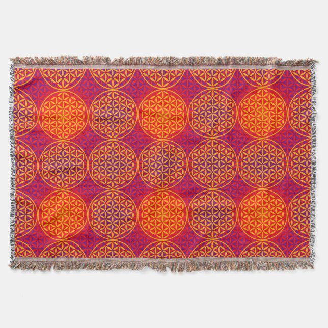 Couverture Fleur de vie - motif de timbre - rose orange (Devant)