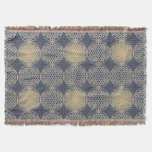 Couverture Fleur de vie - motif de timbre - sable bleu
