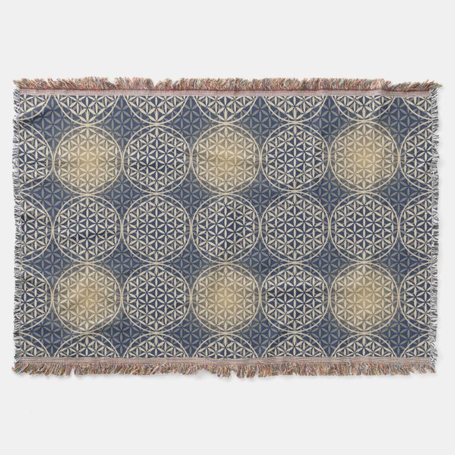Couverture Fleur de vie - motif de timbre - sable bleu (Devant)