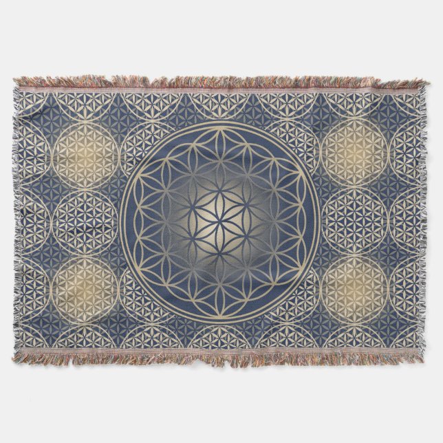 Couverture Fleur de vie - motif de timbre - sable bleu (Devant)