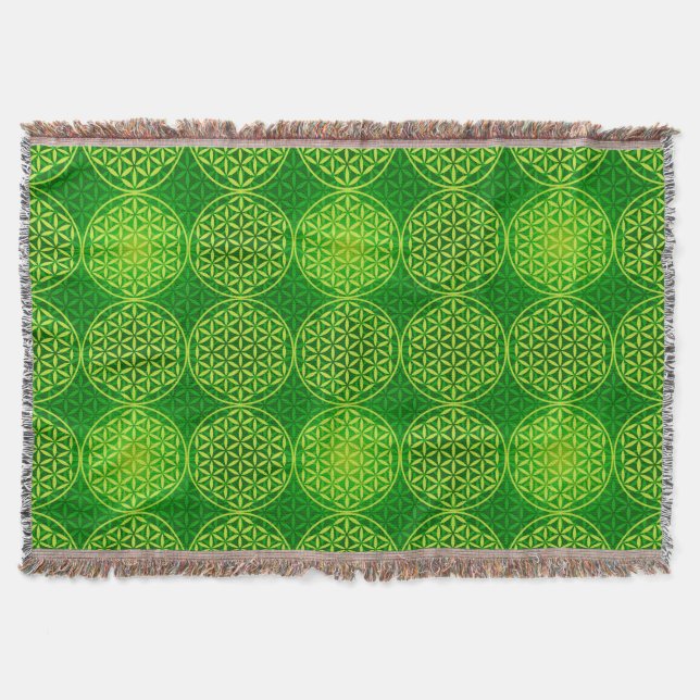 Couverture Fleur de vie - motif de timbre - vert (Devant)