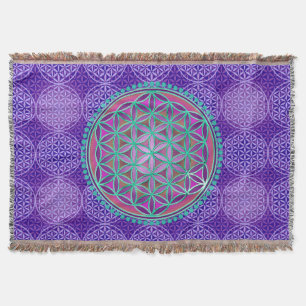 Couverture Fleur de vie - motif de timbre - violet