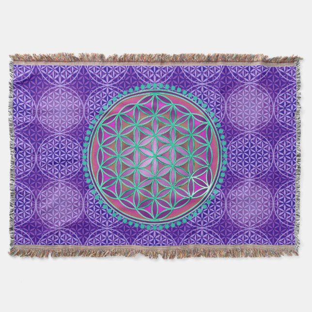 Couverture Fleur de vie - motif de timbre - violet (Devant)