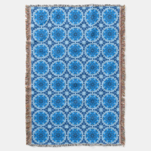 Couverture Fleur géométrique Motif en Cerulean & Bleu clair