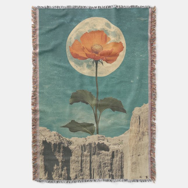 Couverture Fleur orange Lune - Charme Boho Vintage (devant Vertical)