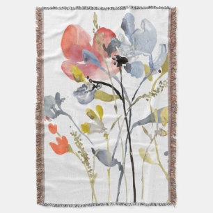 Couverture Fleur recouverte - fleurs de pastel d'aquarelle