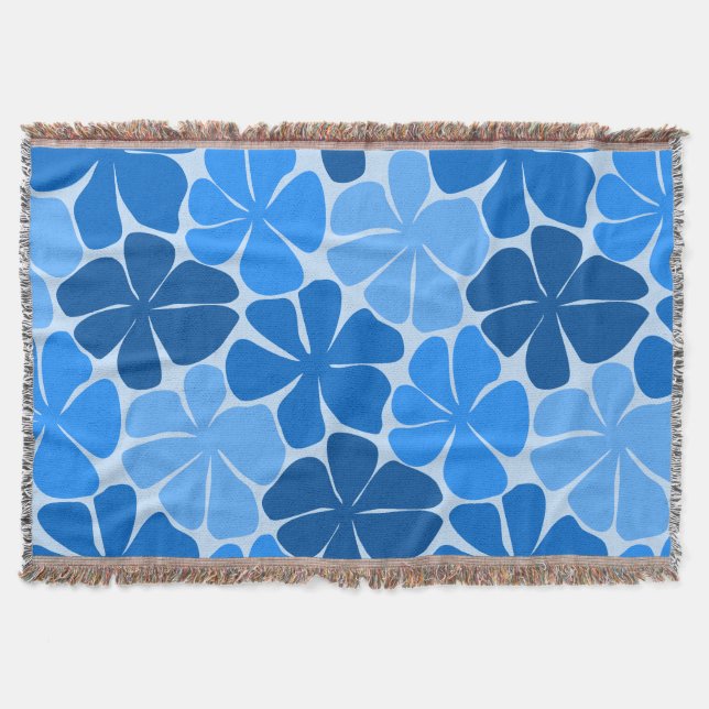 Couverture Fleur Rétro Bleue Monochromatique (Devant)