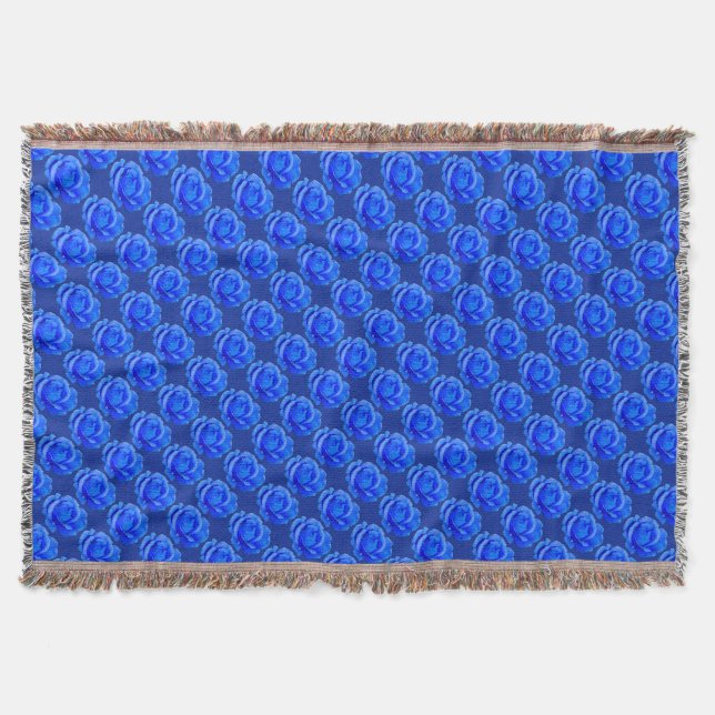 Couverture Fleur Rose Bleue Couvre-lit Rose Cadeau (Devant)