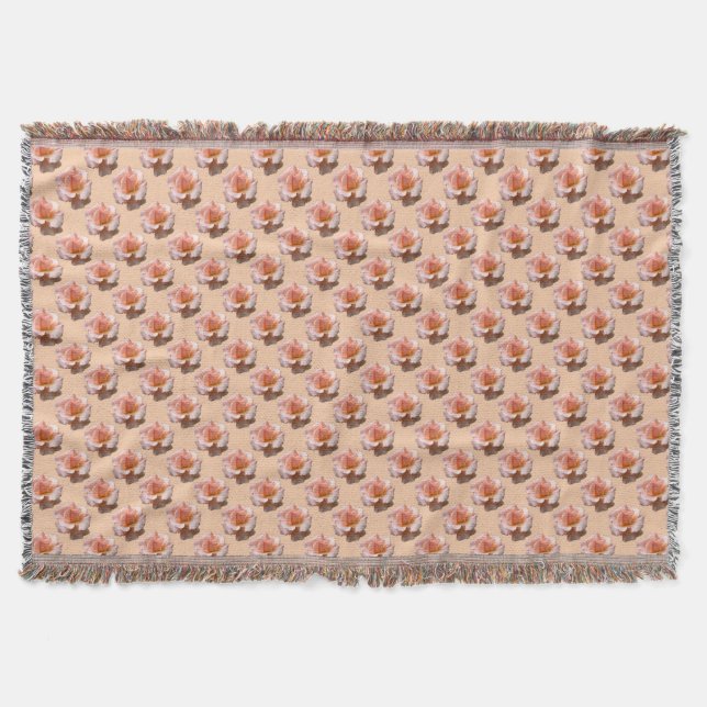 Couverture Fleur Rose Pêche Rose Couvre Lit Cadeau (Devant)