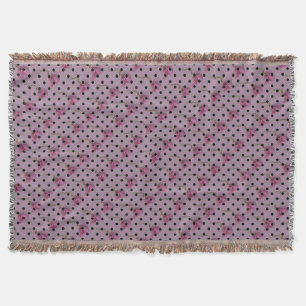 Couverture Fleur rose violet et pois noirs