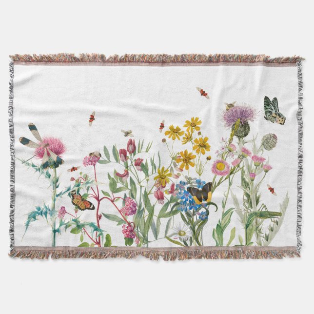 Couverture Fleur sauvage d'aquarelle Insectes Floral Spring G (Devant)