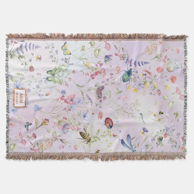 Couverture Fleur sauvage Whimsical Keepsaké rose Jeter couver (Devant)