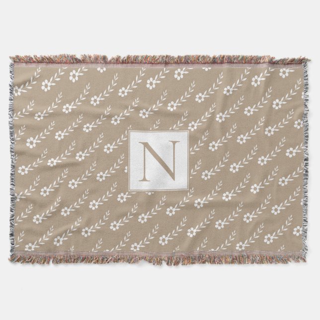 Couverture Fleurs blanches motif et monogramme rustique (Devant)