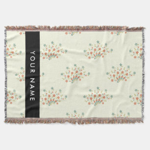 Couverture Fleurs bleues et rouges, noires, Votre nom