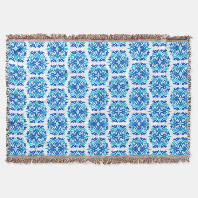Couverture Fleurs Bleues, Motif De Fleurs, Modèle Floral (Devant)