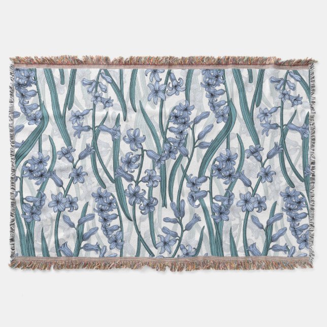 Couverture Fleurs Blue Hyacinth sur blanc (Devant)