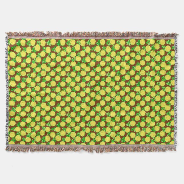 Couverture Fleurs dahlia en jaune et chocolat (Devant)