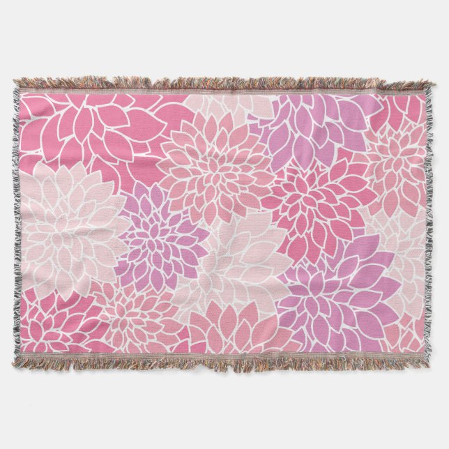 Couverture Fleurs Dahlia, Motif De Fleurs, Dahlia Rose (Devant)