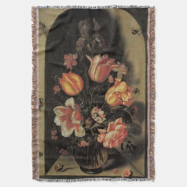 Couverture Fleurs dans un vase, nature morte florale baroque  (devant Vertical)
