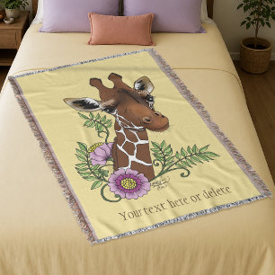 Couverture Fleurs de girafe jaune faune mignonne