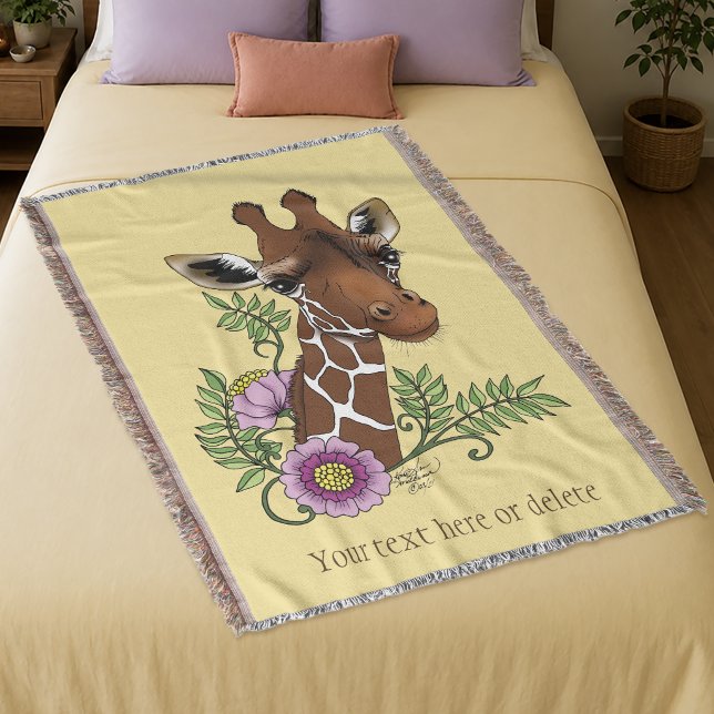 Couverture Fleurs de girafe jaune faune mignonne (Créateur téléchargé)