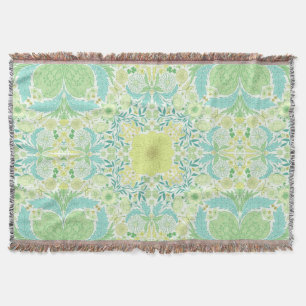 Couverture Fleurs de jardin rétro en vert et jaune