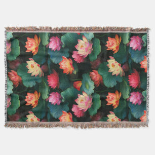 Couverture Fleurs de Lotus Rose Ethéal, Inspiré Art Nouveau