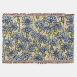 Couverture Fleurs de maïs bleues, fleurs sauvages sur le jaun