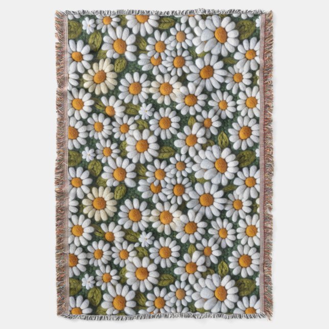 Couverture Fleurs de marguerites blanches au crochet Printemp (devant Vertical)