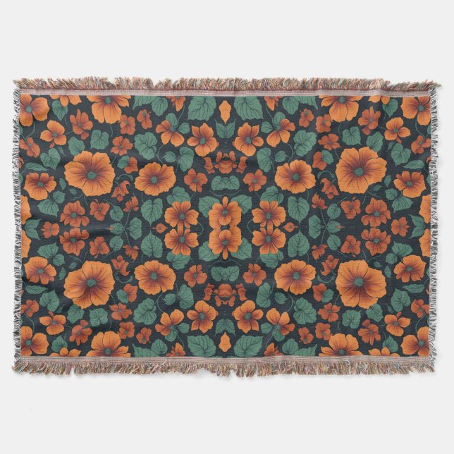 Couverture Fleurs de Nasturtium à motifs floraux (Devant)