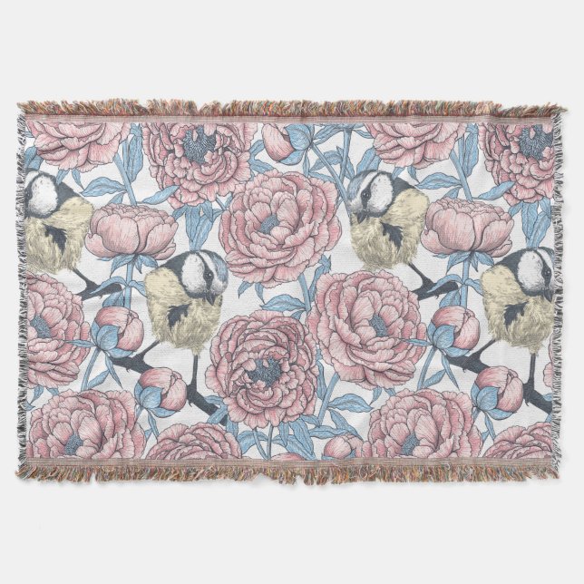 Couverture Fleurs de pivoines et oiseaux (Devant)