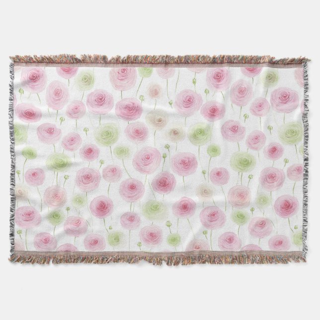 Couverture Fleurs de ranunculus rose menthe (Devant)