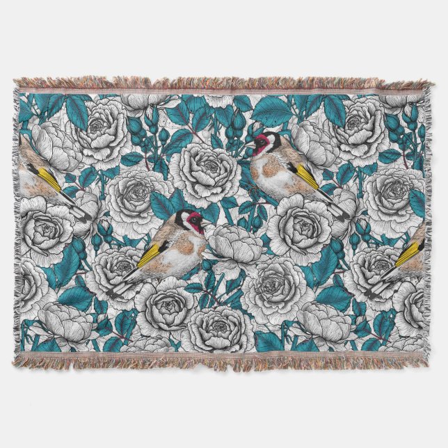 Couverture Fleurs de roses blanches et oiseaux d'or (Devant)